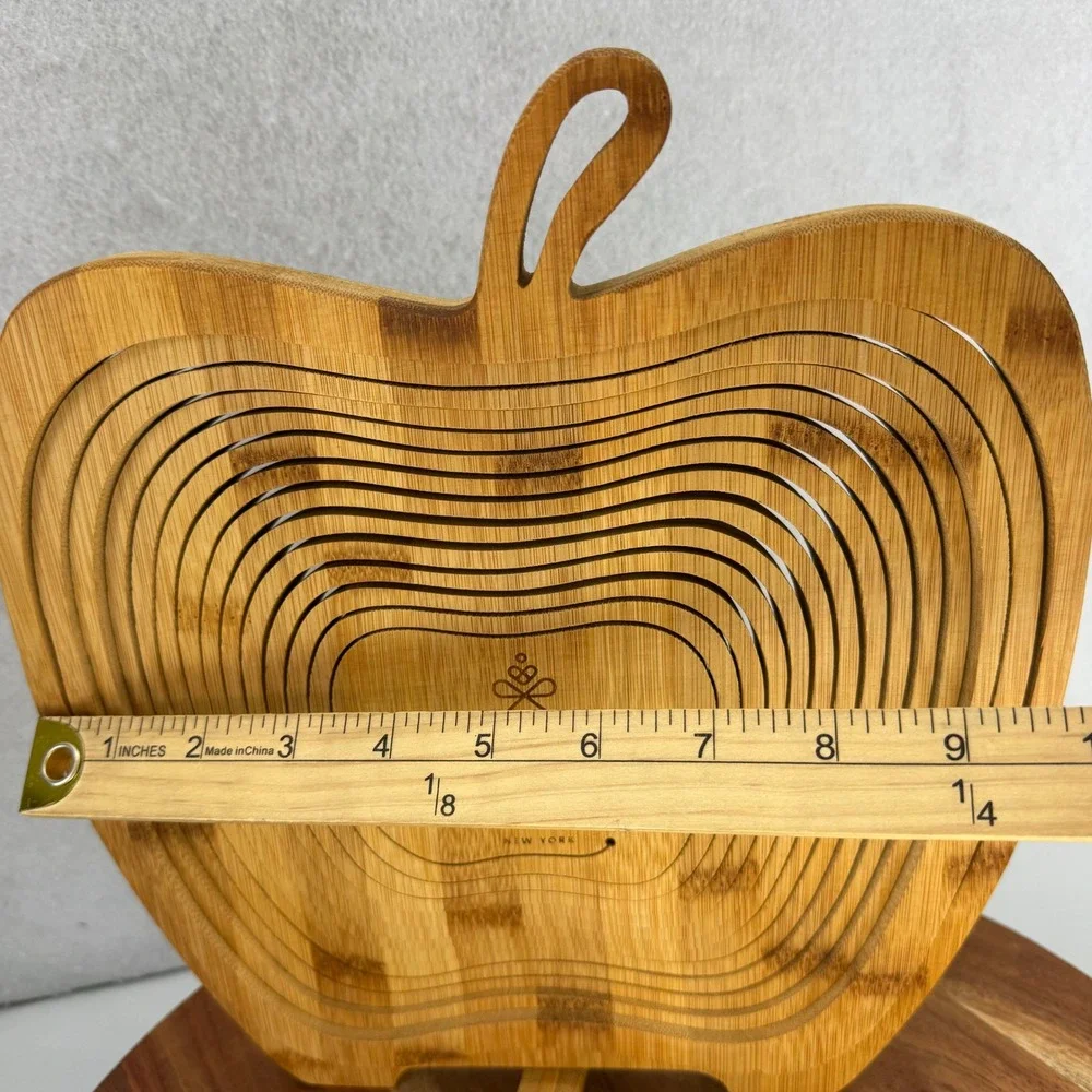Bonnie & Pop Apple Shaped Bamboo Fruit‎ Bowl Basket Collapsible Kitchen Decor